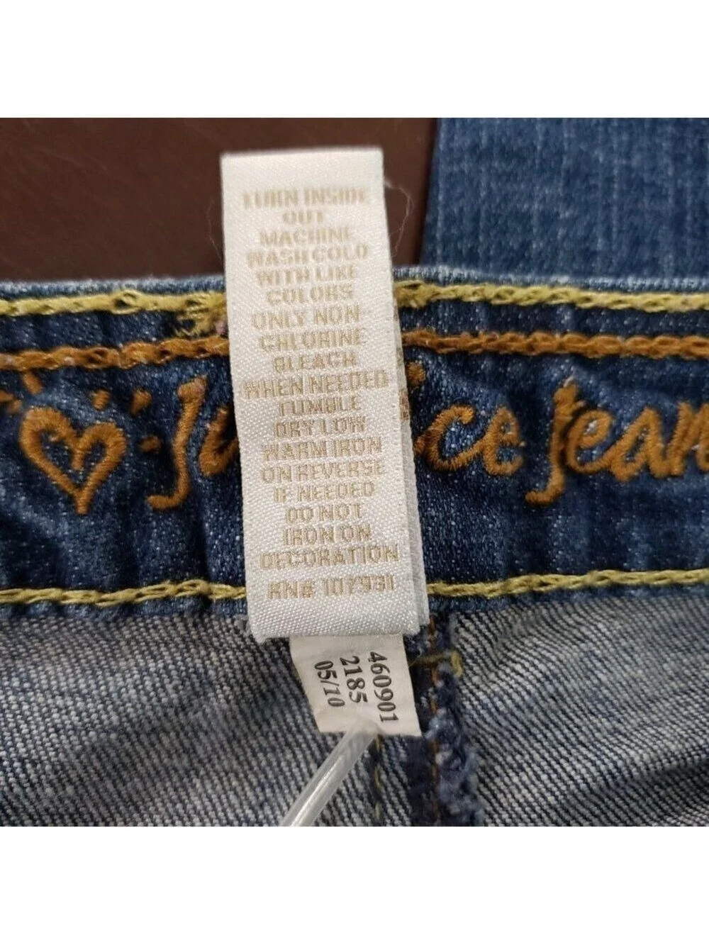 Justice Girls Bootcut Jeans Size 12S Slim Blue Denim Embroidered Pocket